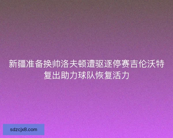 新疆准备换帅洛夫顿遭驱逐停赛吉伦沃特复出助力球队恢复活力