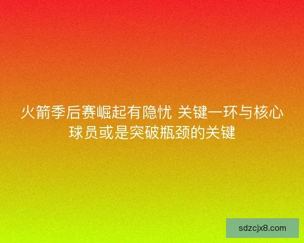 火箭季后赛崛起有隐忧 关键一环与核心球员或是突破瓶颈的关键