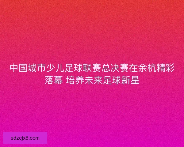 中国城市少儿足球联赛总决赛在余杭精彩落幕 培养未来足球新星 中国城市少儿足球联赛总决赛在余杭精彩落幕 培养未来足球新星
