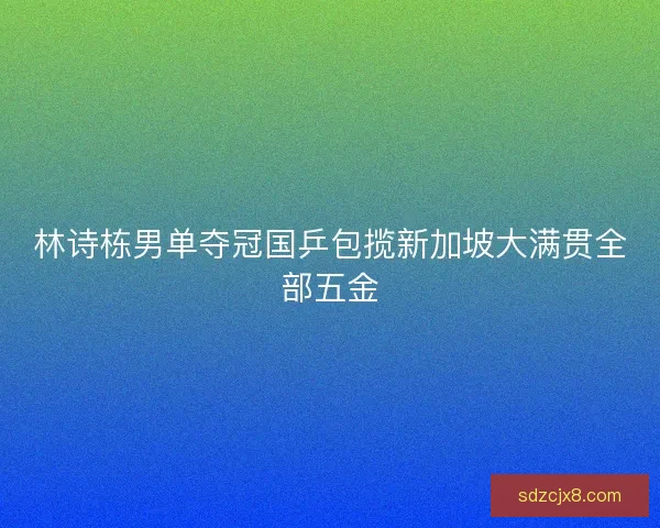 林诗栋男单夺冠国乒包揽新加坡大满贯全部五金
