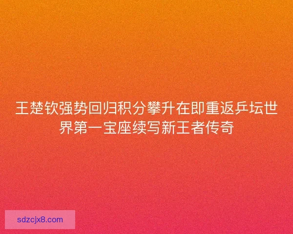王楚钦强势回归积分攀升在即重返乒坛世界第一宝座续写新王者传奇 王楚钦强势回归积分攀升在即重返乒坛世界第一宝座续写新王者传奇